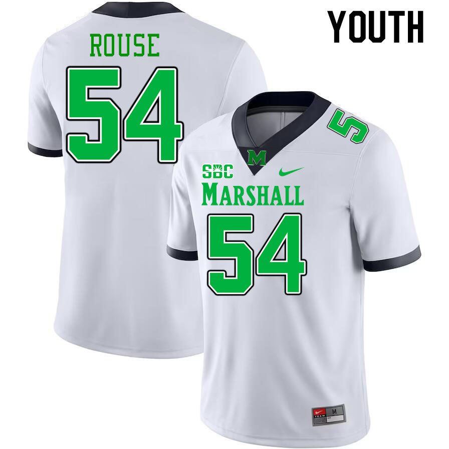 Youth #54 Shawn Rouse Marshall Thundering Herd SBC Conference College Football Jerseys Stitched-Whit